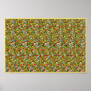 Flying Hexe und ihre Katze - Versteckter 3D-Druck Poster