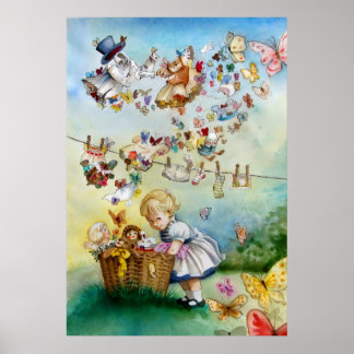 Flying High Fantasy Aquarell Illustration Print Poster