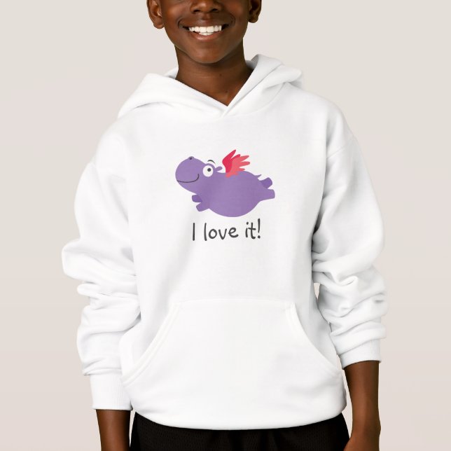 Flying Hippo Illustration Hoodie (Vorderseite)