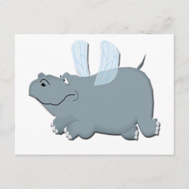 Flying Hippo Postkarte (Vorderseite)
