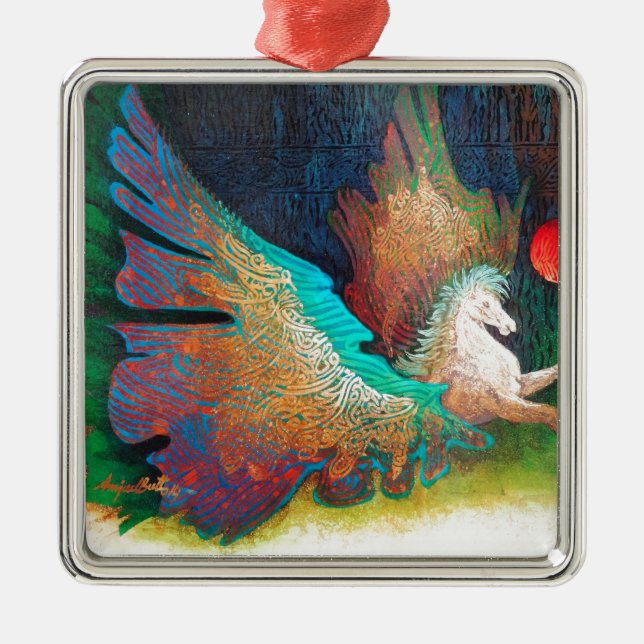 Flying Horse Silbernes Ornament (Vorne)