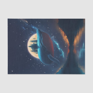Flying Humpback Whale Moonlight Sea Starry Forests Seidenpapier