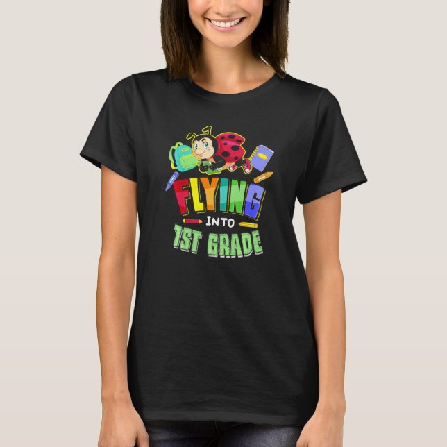 Flying Into 1st Grade Ladybug Back To School First T-Shirt (Vorderseite)