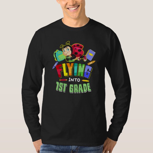Flying Into 1st Grade Ladybug Back To School First T-Shirt (Vorderseite)
