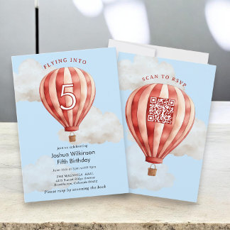 Flying Into age Hot Air Balloon Birthday Einladung