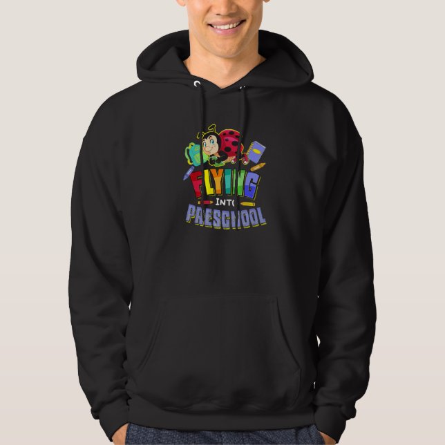 Flying Into Preschool Ladybug Back To School First Hoodie (Vorderseite)