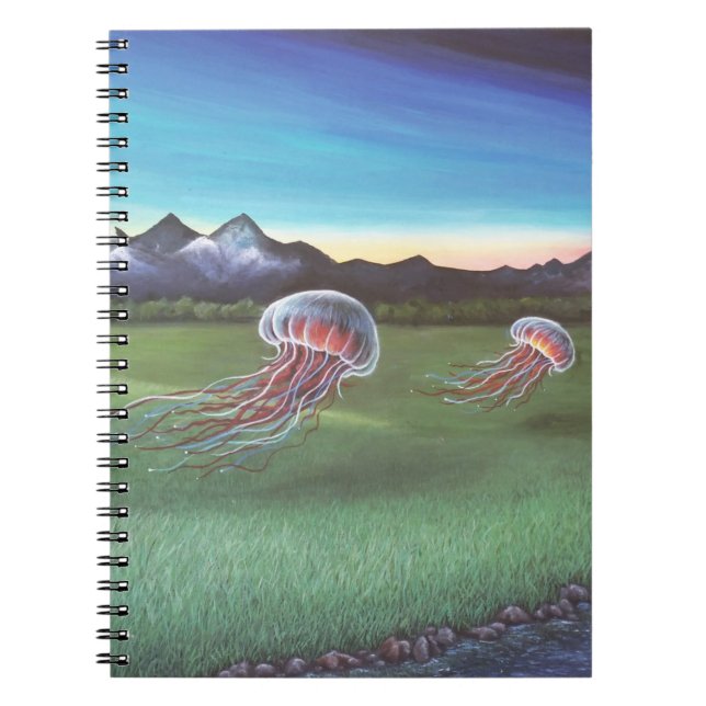 Flying Jellyfish Mountain Landscape Notebook Notizblock (Vorderseite)
