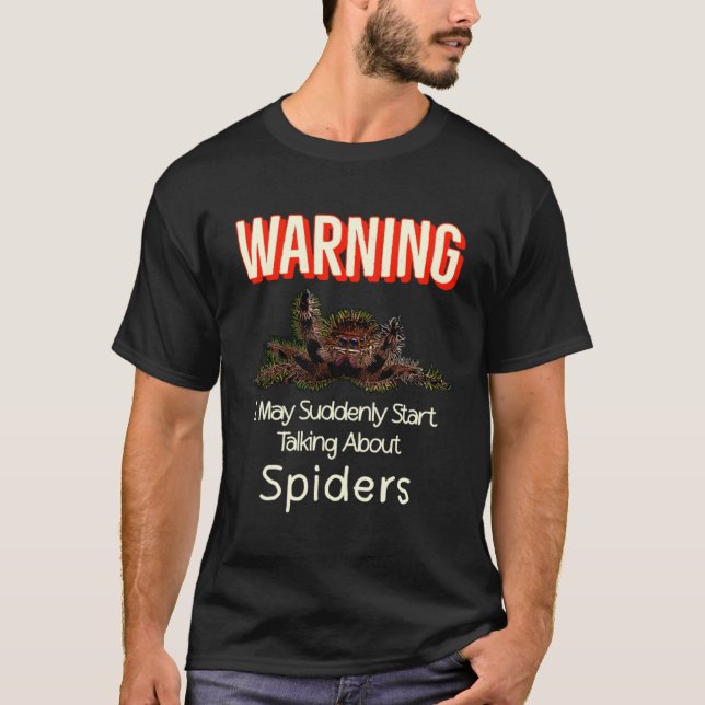 Flying Jumping Spider Warning Spooder Mama Spooder T-Shirt (Vorderseite)