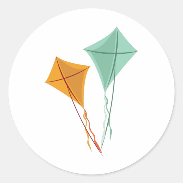 Flying Kites Runder Aufkleber (Vorderseite)