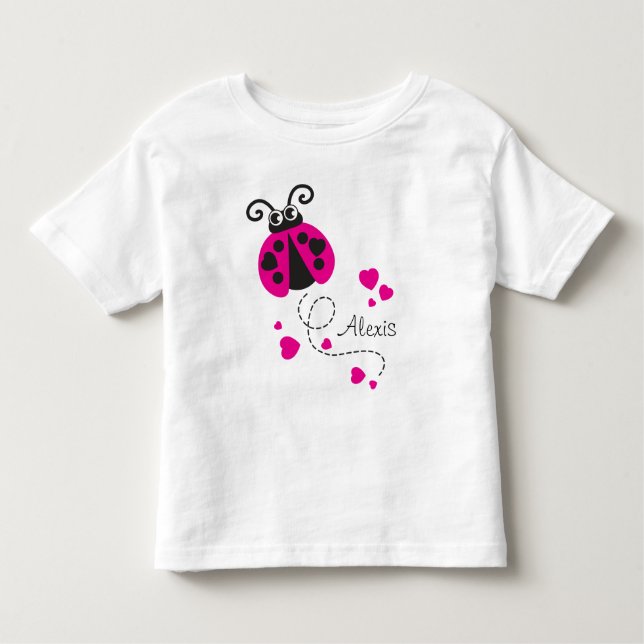 Flying ladybug herzen Rosa Name T - Shirt (Vorderseite)