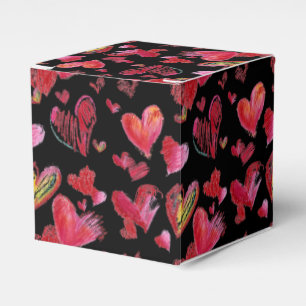 Flying Liebe Hearts on Black Paper Box Geschenkschachtel