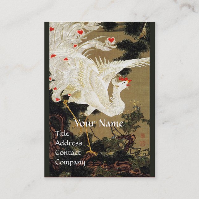 FLYING-LIEBE-PHOENIX, Weißfedern, Herz-Monogramm Visitenkarte (Vorderseite)