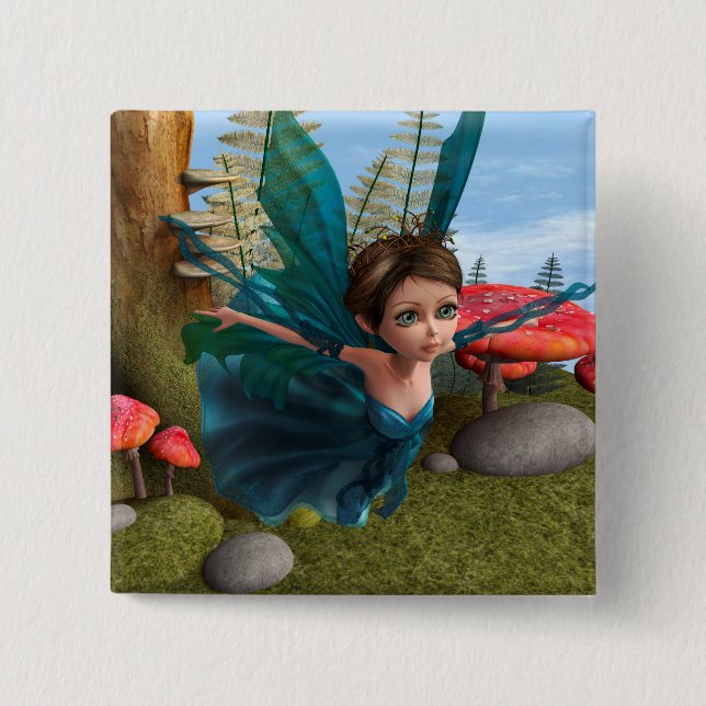 Flying Little Fairy Butterfly Button (Vorderseite)
