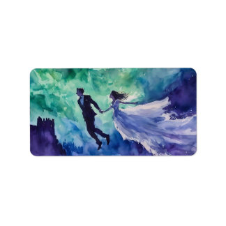 Flying Lovers - Aquarellmalerei Adressaufkleber