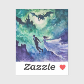 Flying Lovers - Aquarellmalerei Aufkleber