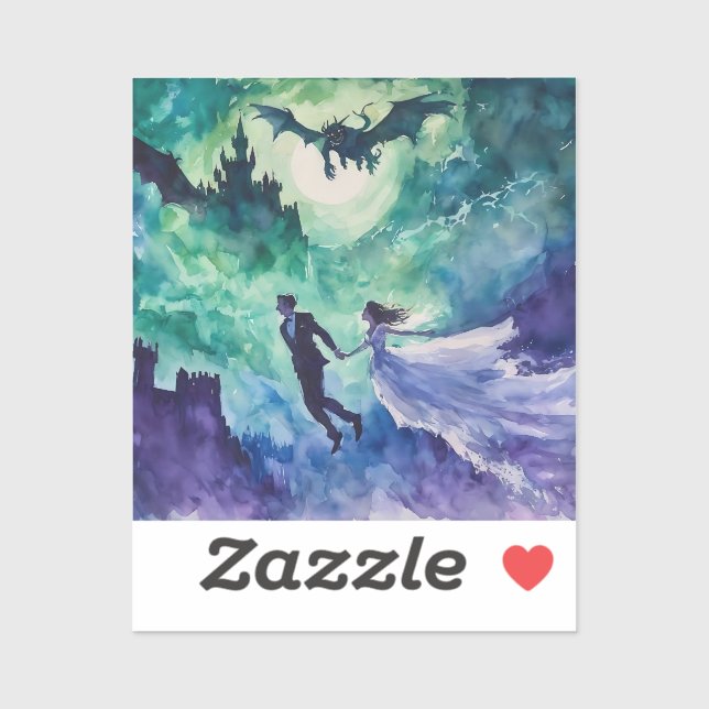 Flying Lovers - Aquarellmalerei Aufkleber (Blatt)