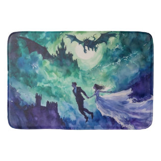 Flying Lovers - Aquarellmalerei Badematte