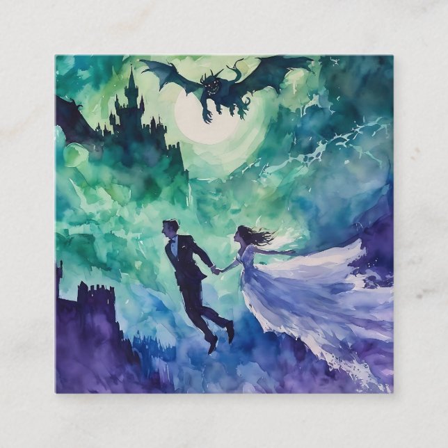 Flying Lovers - Aquarellmalerei Begleitkarte (Vorderseite)
