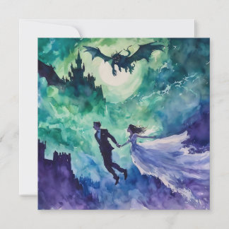 Flying Lovers - Aquarellmalerei Einladung