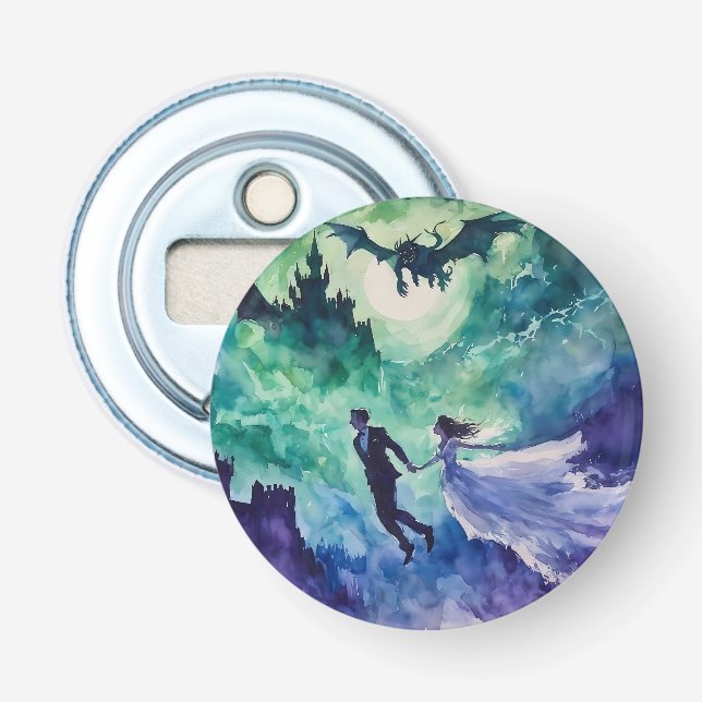 Flying Lovers - Aquarellmalerei Flaschenöffner (Vorderseite)