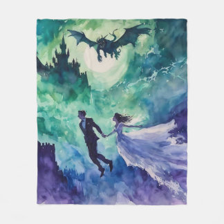 Flying Lovers - Aquarellmalerei Fleecedecke