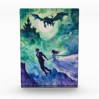 Flying Lovers - Aquarellmalerei Fotoblock