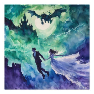 Flying Lovers - Aquarellmalerei Fotodruck