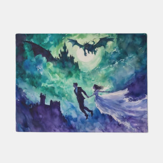 Flying Lovers - Aquarellmalerei Fußmatte