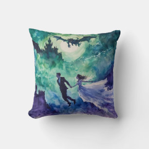 Flying Lovers - Aquarellmalerei Kissen