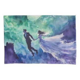 Flying Lovers - Aquarellmalerei Kissenbezug