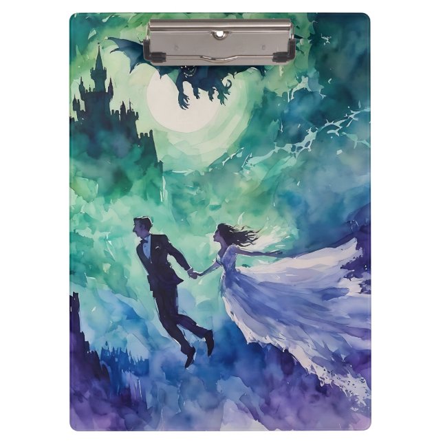 Flying Lovers - Aquarellmalerei Klemmbrett (Vorderseite)