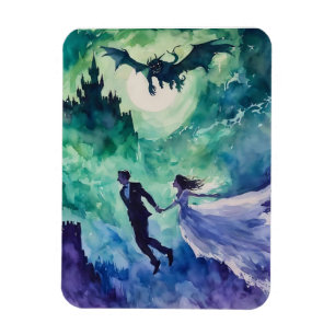 Flying Lovers - Aquarellmalerei Magnet