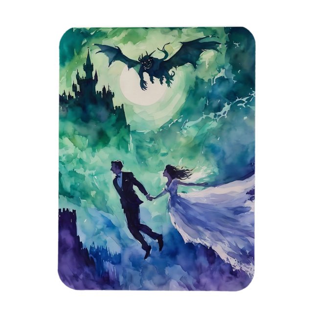 Flying Lovers - Aquarellmalerei Magnet (Vertikal)