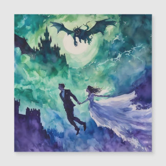 Flying Lovers - Aquarellmalerei Magnetkarte
