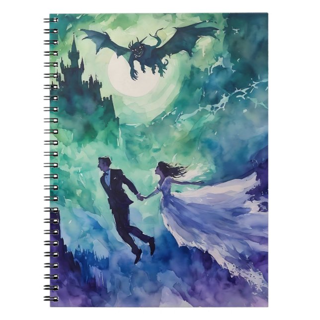 Flying Lovers - Aquarellmalerei Notizblock (Vorderseite)