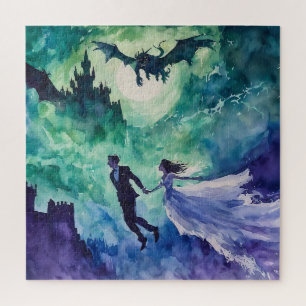 Flying Lovers - Aquarellmalerei Puzzle