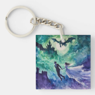 Flying Lovers - Aquarellmalerei Schlüsselanhänger