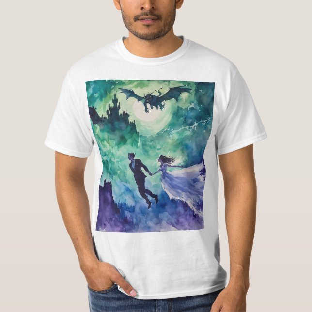 Flying Lovers - Aquarellmalerei T-Shirt (Vorderseite)