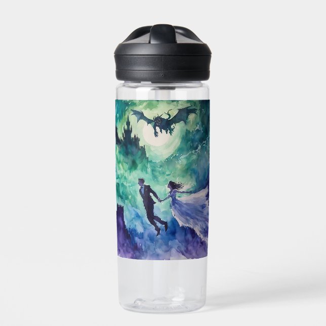 Flying Lovers - Aquarellmalerei Trinkflasche (Vorderseite)