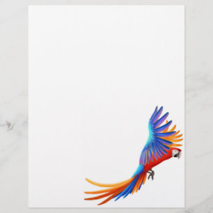 Flying Macaw Parrot Letterhead Stationery 8.5 x 11