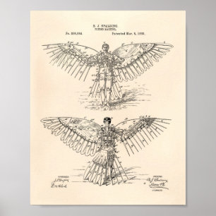 Flying machine 1889 Patent Art - Old Peper Poster