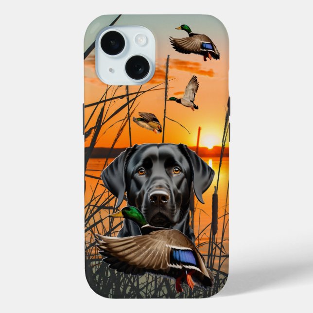 Flying Mallard und Labrador iPhone Tough Case (Rückseite)