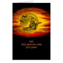 Flying mit schwarzer Katze , halloween night