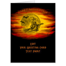 Flying mit schwarzer Katze , halloween night