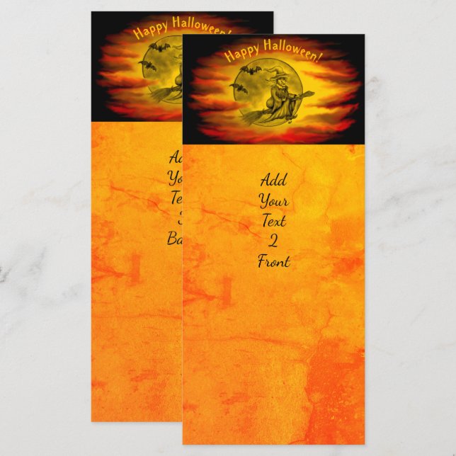 Flying mit schwarzer Katze , halloween night (Vorne/Hinten)