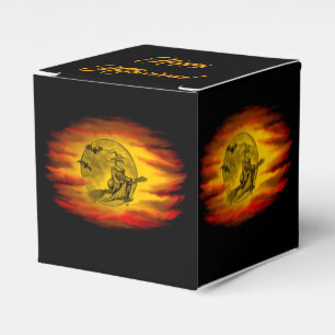 Flying mit schwarzer Katze , halloween night Geschenkschachtel