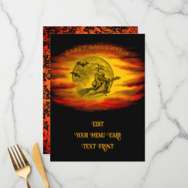 Flying mit schwarzer Katze , halloween night Menükarte