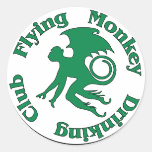 Flying Monkey Drink Club Runder Aufkleber