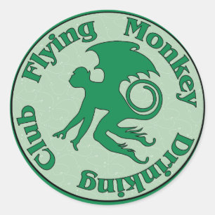 Flying Monkey Drink Club Runder Aufkleber