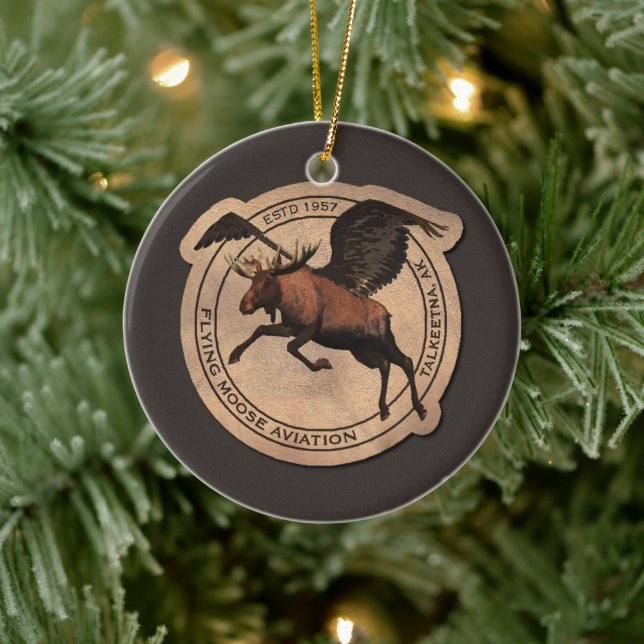 Flying Moose Aviation Patch Keramikornament (Baum)